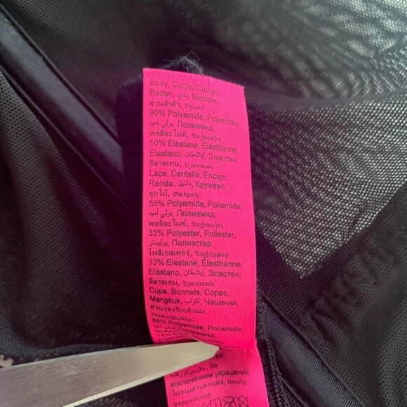 La Senza Bustier Corset Top Black Mesh Silver Metallic Lace - Picture 9 of 12